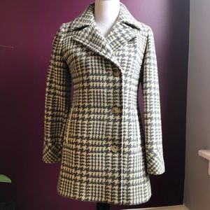 Cole Haan Houndstooth Wool Peacoat